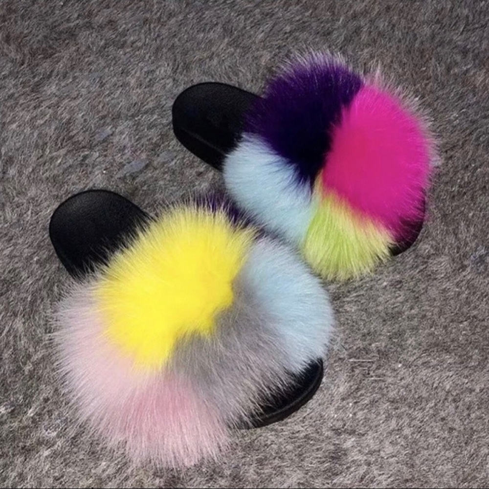 💕Only 1 left💕🛍Luxury 100% Fox fur Slides.🛍 - Picture 4 of 6